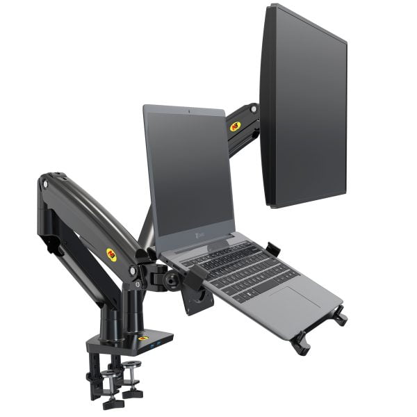 NB North Bayou F160 Dual Monitor Arm 17-27” + NB FP-2 VESA LAPTOP MOUNT HOLDER