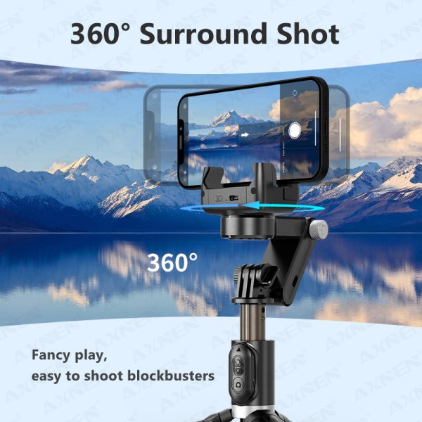 Stabilizer Selfie Stick 360 Tripod Foldable with Remote & Light [ Q18 ]